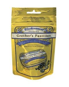 Grethers Pastillen Zuckerfrei Blackcurrant Beutel, 100g