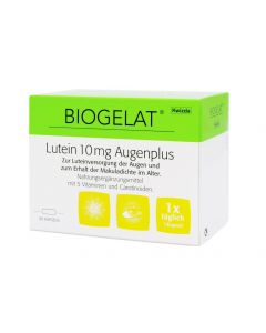 BIOGELAT                      LUTEIN 10MG                 AUGENPLUS KAPSELN NEU, 90 Stück
